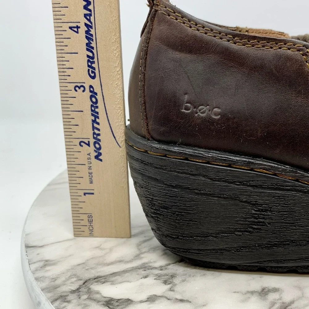 B.O.C. By Born Stefana Oiled Brown Leather Comfort Booties 6.5 Earthy Classic